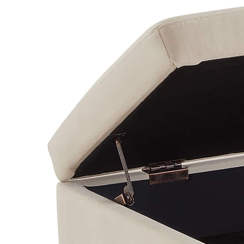 Modern Velvet Upholstered Storage Bench with Flip-Up Seat Top