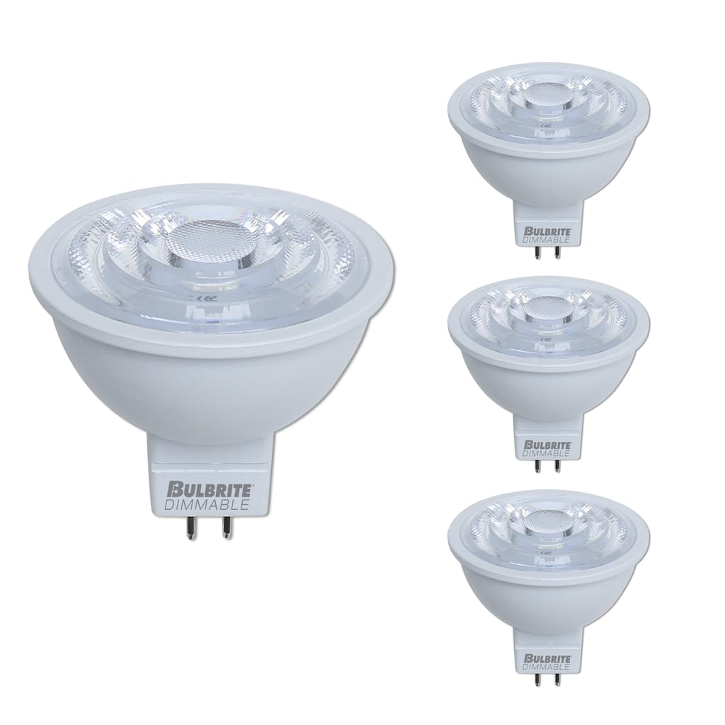 Bulbrite Pack of (4) 6.5 Watt Dimmable Flood MR16 Bi-Pin (GU5.3) LED Light Bulb - 3000K (Soft White Light), 500 Lumens