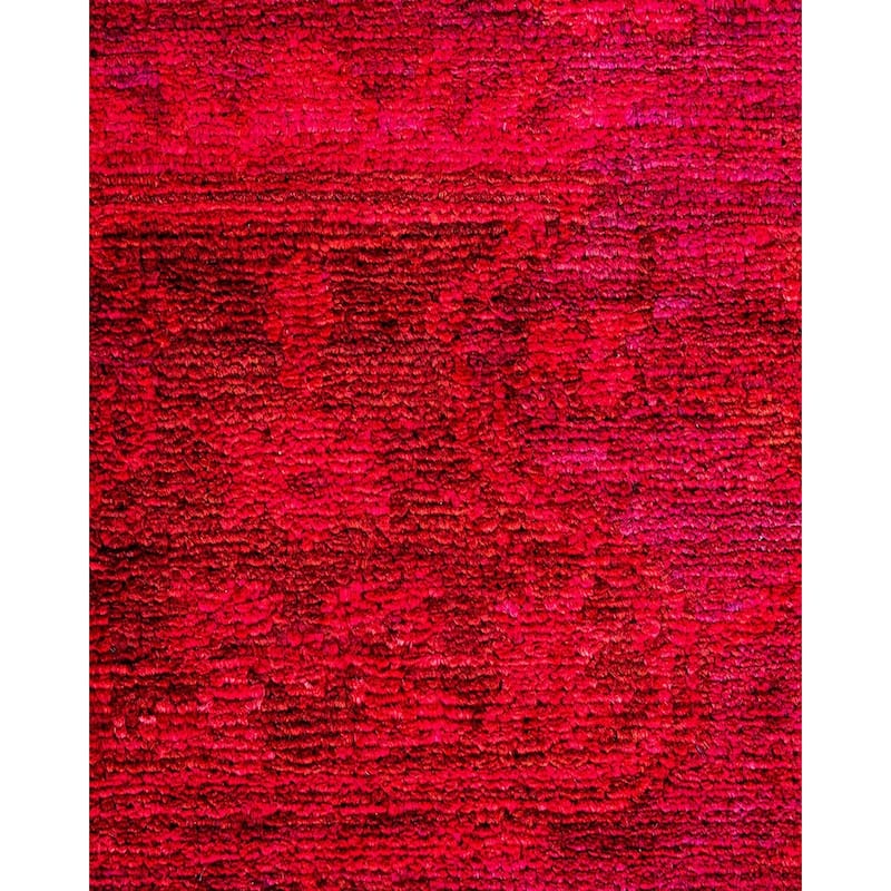 Overton Hand Knotted Wool Vintage Inspired Modern Contemporary Overdyed Red Runner Rug - 3' 4" x 15' 8"