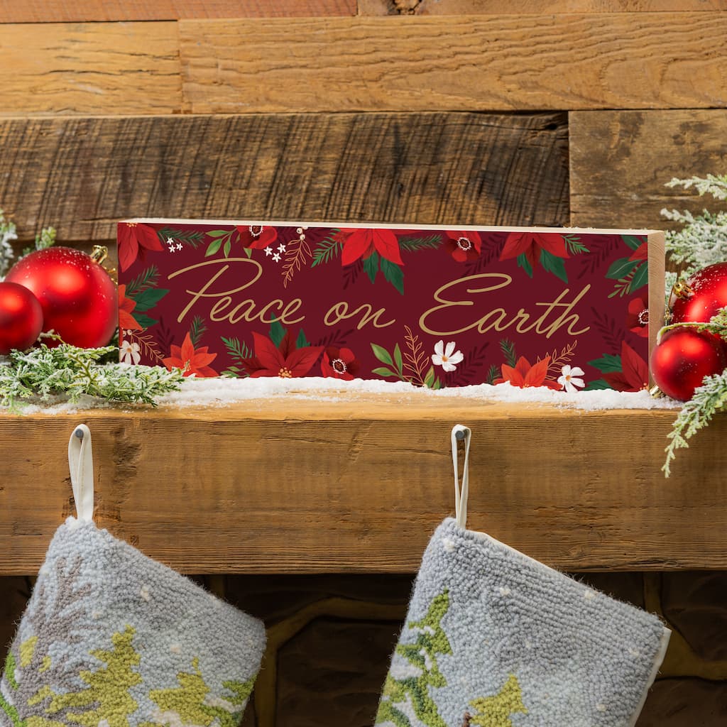 Holiday Mantel Sign - "Peace on Earth" - 18" x 5" - Multicolor