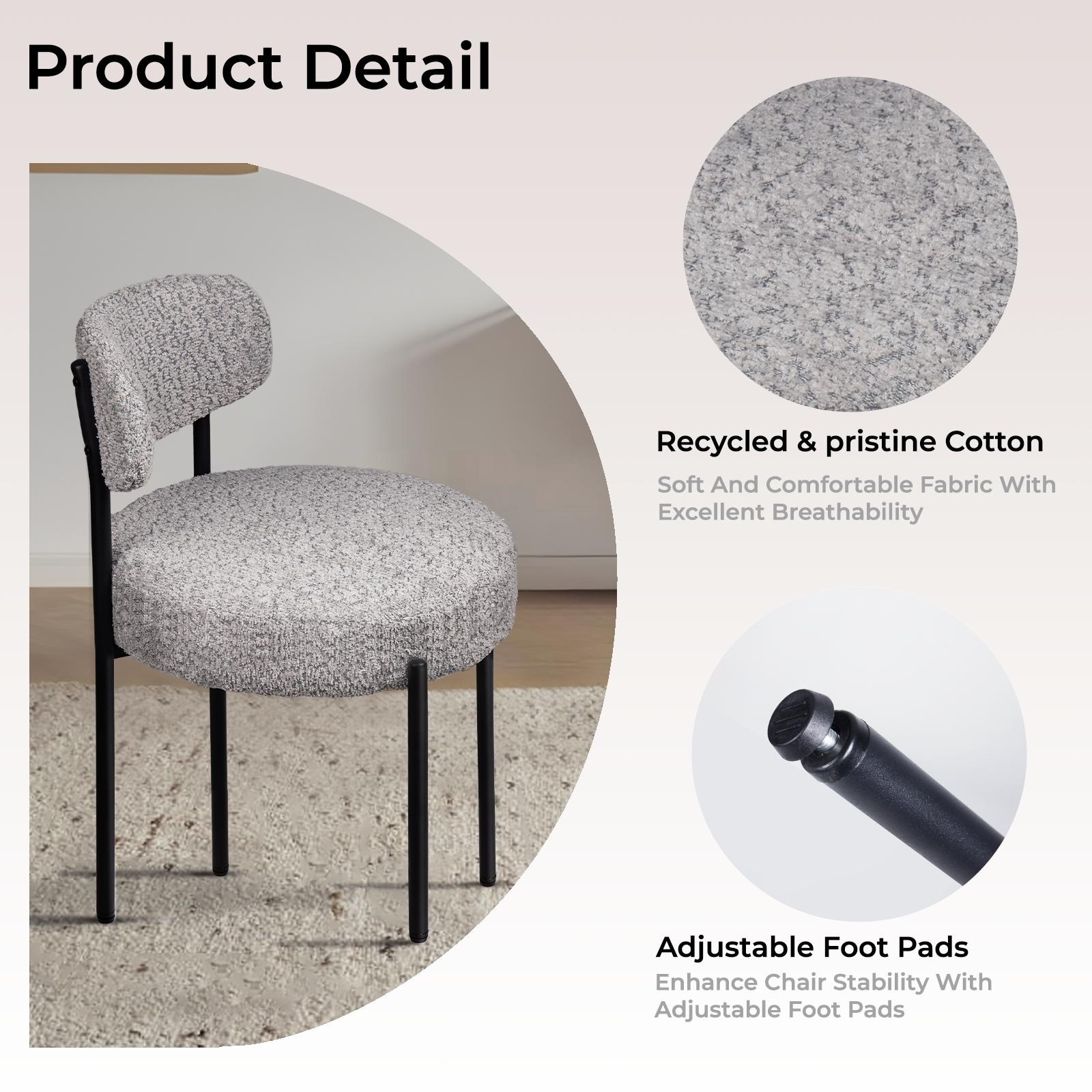 BOSSIN Boucle Dining Chairs, Upholstered Dining Room Chairs