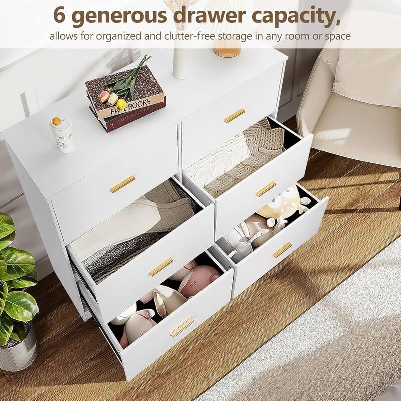 Dresser for Bedroom with 6 Drawers, Modern Closet Dressers Chest of Drawers