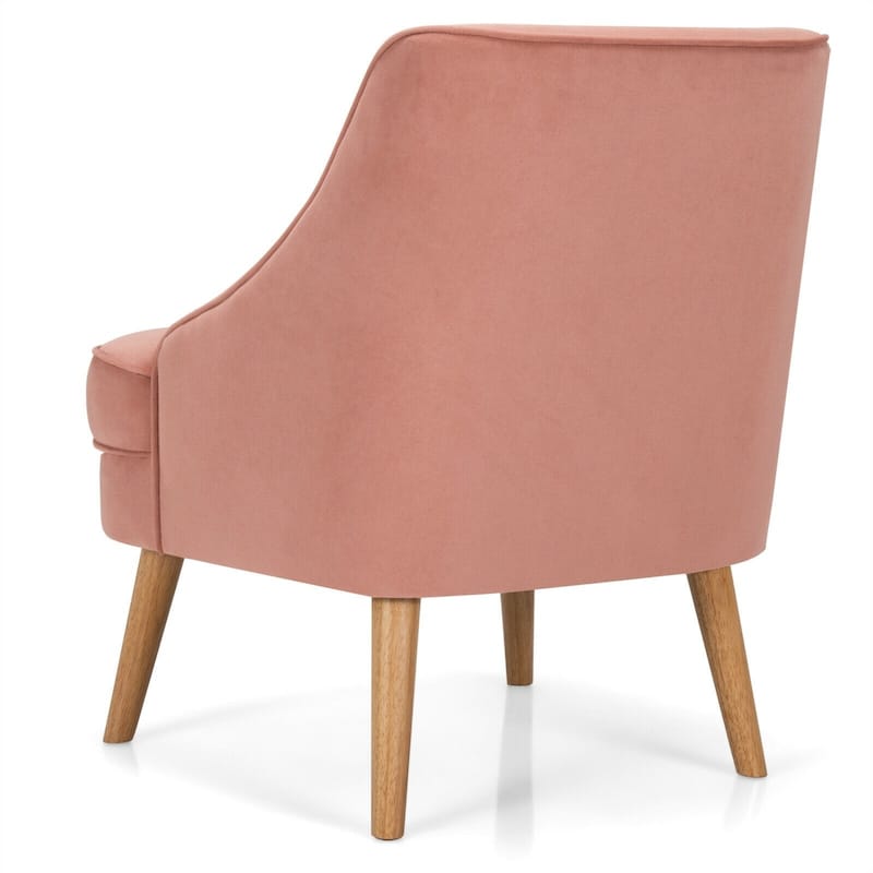 Velvet Upholstered Accent Chair with Rubber Wood Legs - 27" x 25" x 30" (L x W x H)
