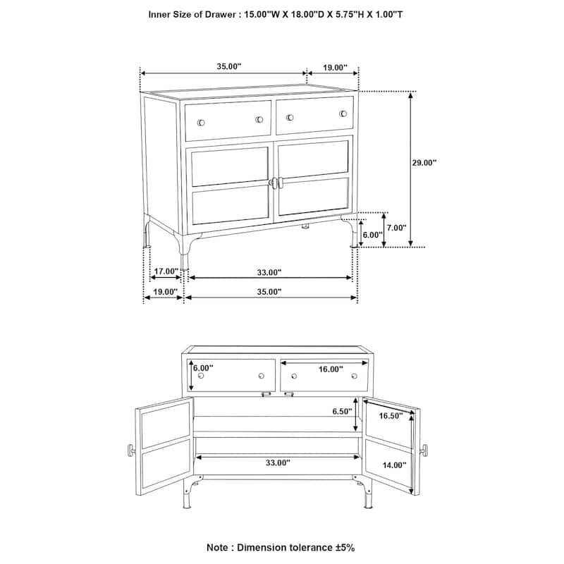 Sadler 2-drawer Metal Accent Storage Cabinet Matte Black