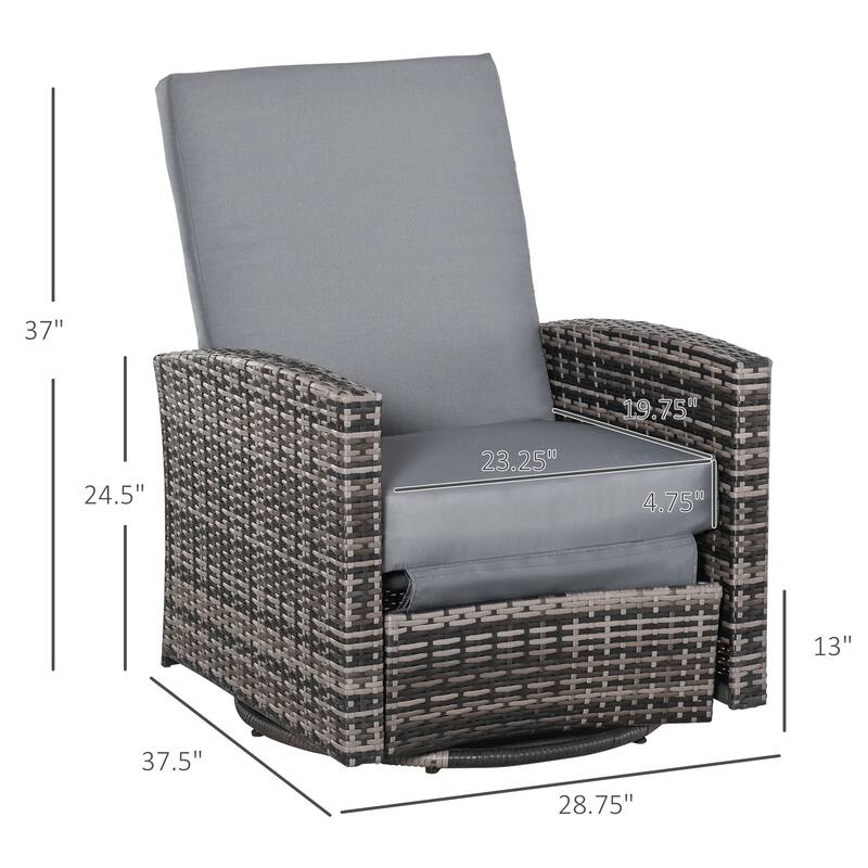 Outsunny Outdoor Wicker Swivel Recliner Chair (Excluding the table)