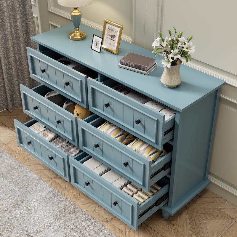 Vintage 6-Drawer Dresser Mid-Century Storage Chest