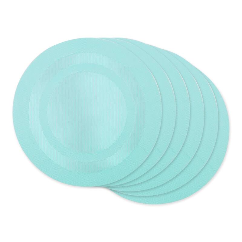 Design Imports Silver Doubleframe Kitchen Placemat Set (Set of 6) - Round - Aqua