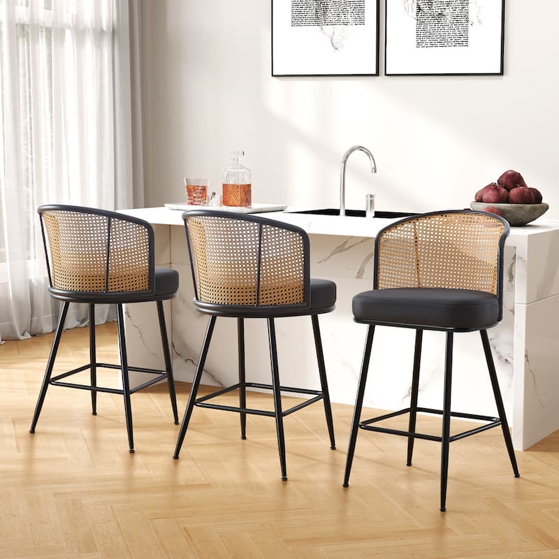 26"/29" Rattan Upholstered Bar Stool /Counter Stools Set of 2/3/4
