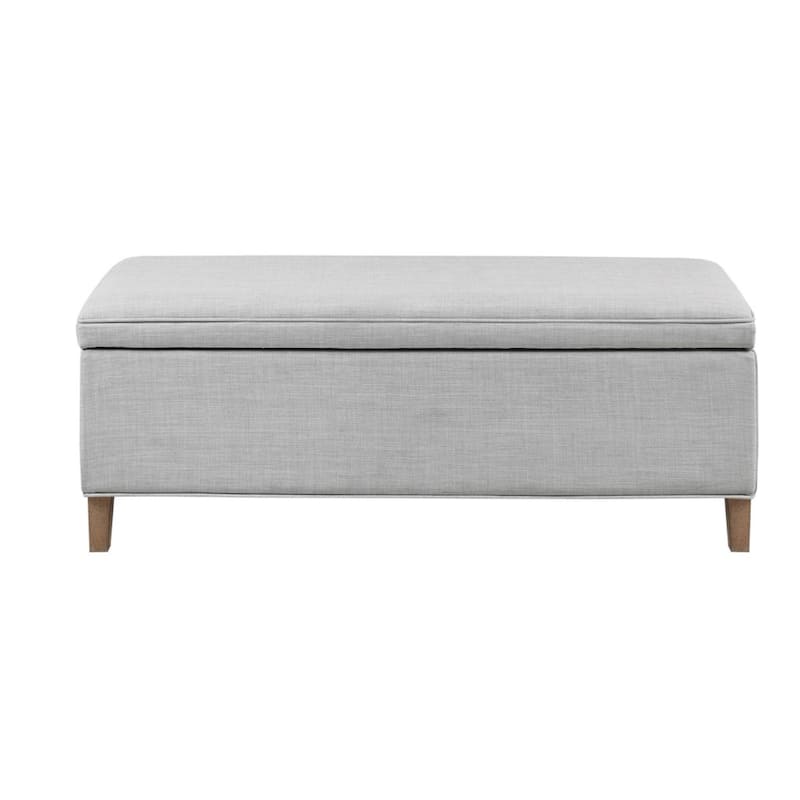 Roomfitters 48-Inch Rectangular Storage Bench, Soft Close Lid and Solid Wood Legs in Reclaimed Gray, Light Gray