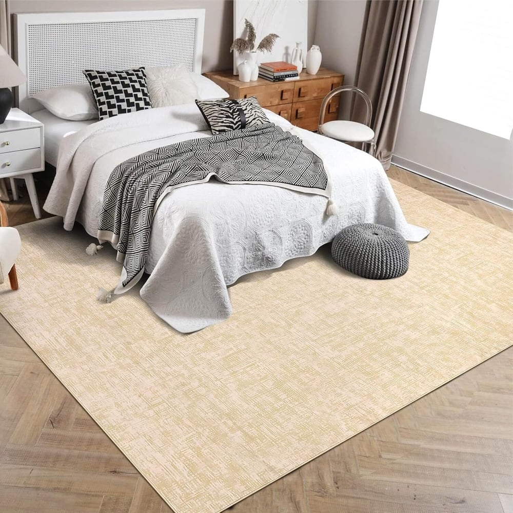 Modern Abstract Area Rug for Living Room, Throw Floor Carpet for Home Décor, Beige - 2' x 3'