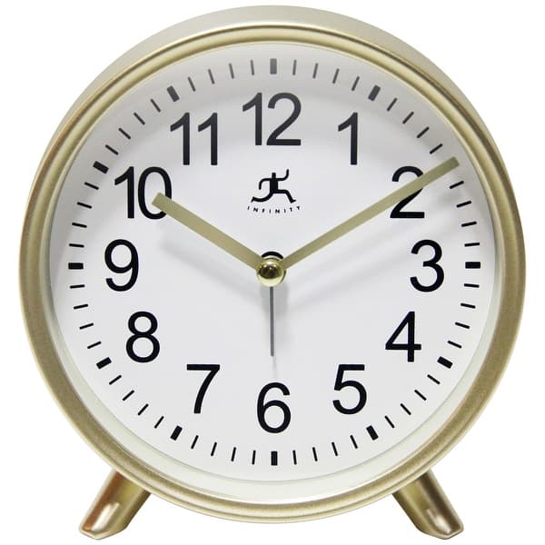 slide 2 of 7, Matte Gold 6 inch Decorative Tabletop Alarm Clock Analog - 5.75 x 1.75 x 5.5