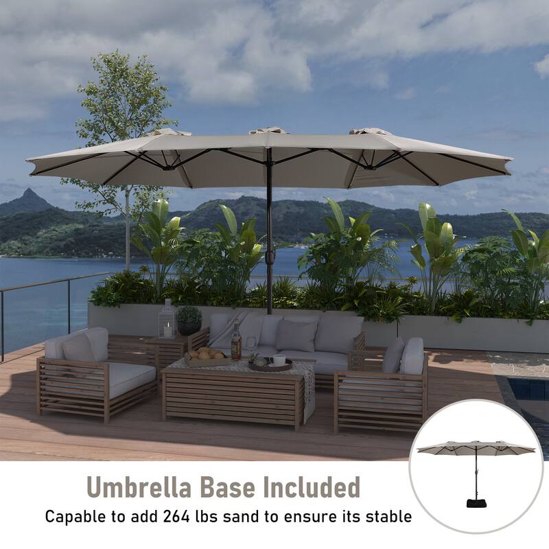 15ft Rectangular Patio Market Umbrella with Base