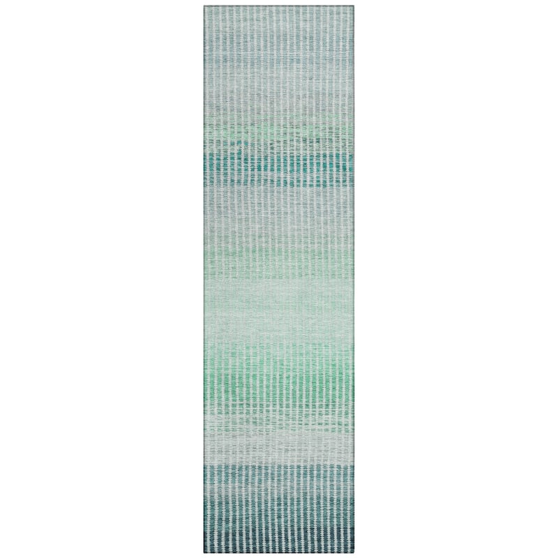 Machine Washable Indoor/ Outdoor Contemporary Stripes Chantille Rug