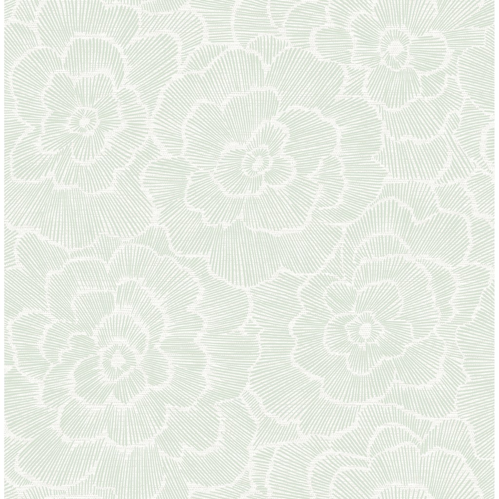 A-Street Prints Periwinkle Light Green Textured Floral Wallpaper