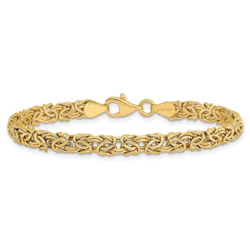 Curata 10k or 14k Yellow Gold 8mm 7" Woven Byzantine Bracelet