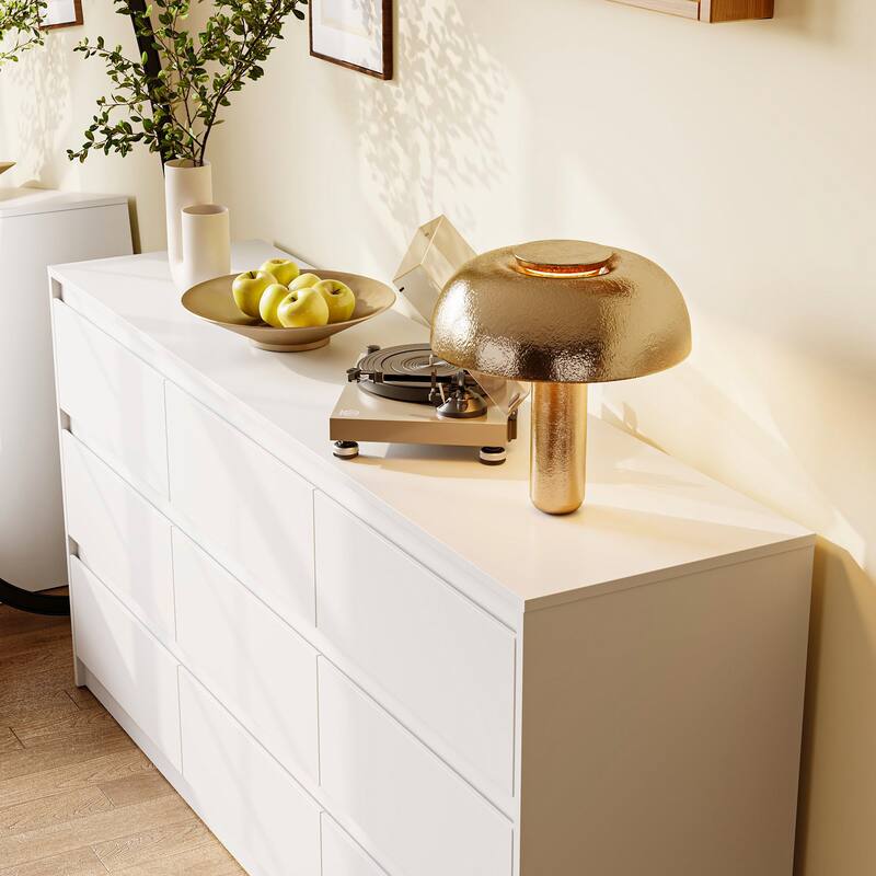 63" Modern 9-Drawer Dresser for Bedroom, Wide White Chest of Drawers, Large Storage Cabinet for Clothes Organization