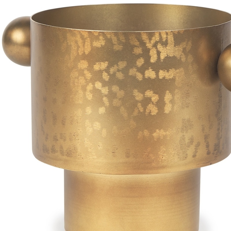 7" Gold Cast Iron Round Table Vase - 8.50
