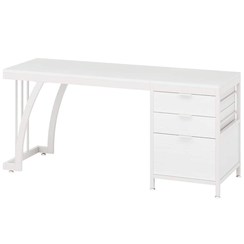 59 Inch Computer Desk with 3 Drawers, Industrial PC Desk Study Writing Table Workstation with File Storage, Home Office Desks