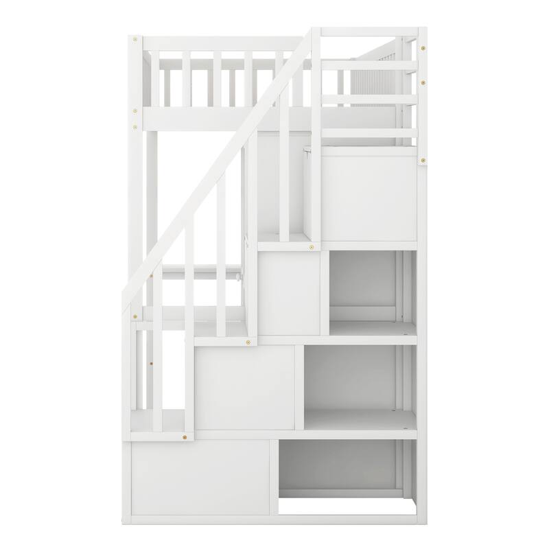 Loft Bed with Bookshelf,Drawers,Desk,and Wardrobe