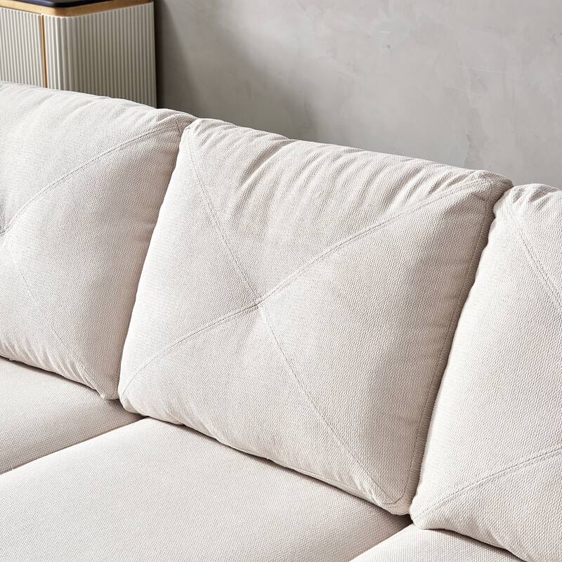Living Room General Use Linen Fabric Faux Leather with Wood Leg Love Seat (Beige)
