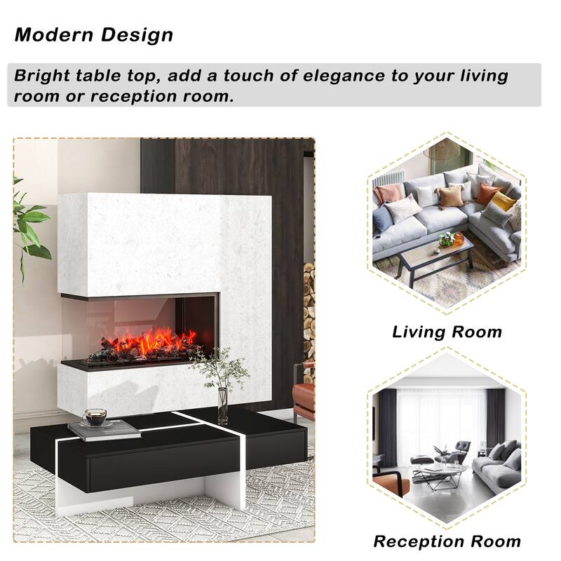 Modern High Gloss Surface Center Table with A Large Drawer