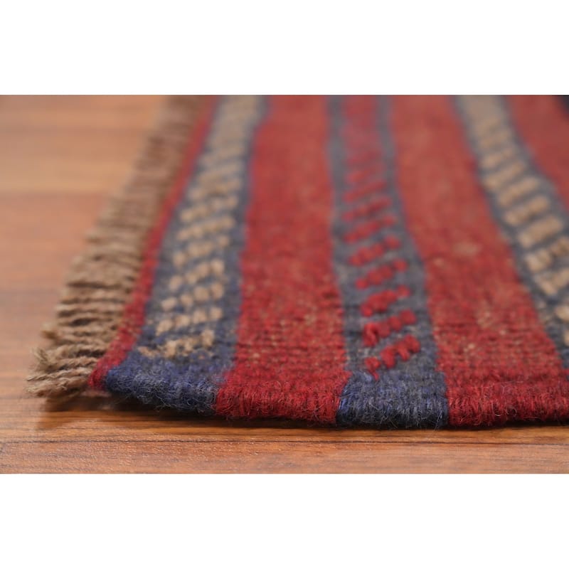 Hand Knotted Oriental 100% Wool Carpet Traditional Tribal Red Balouch Runner Rug - 8' 0'' X 2' 1''