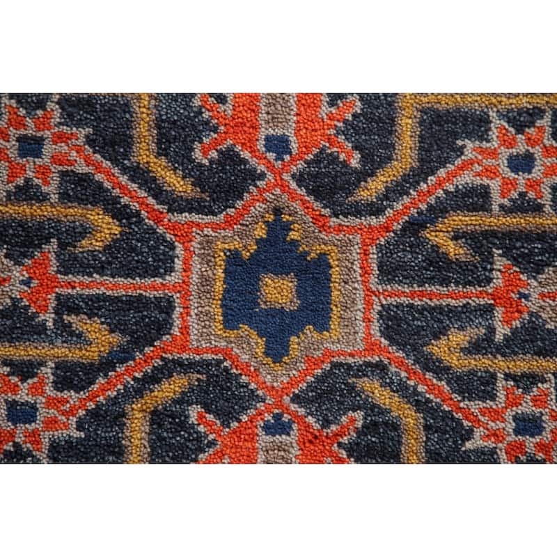 Blue Heriz Serapi Oriental Runner Rug Wool Carpet - 2'7" x 7'10"