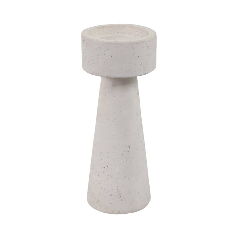 Pottery Taper Holder Cylindrical Top and Conical Base Design - White