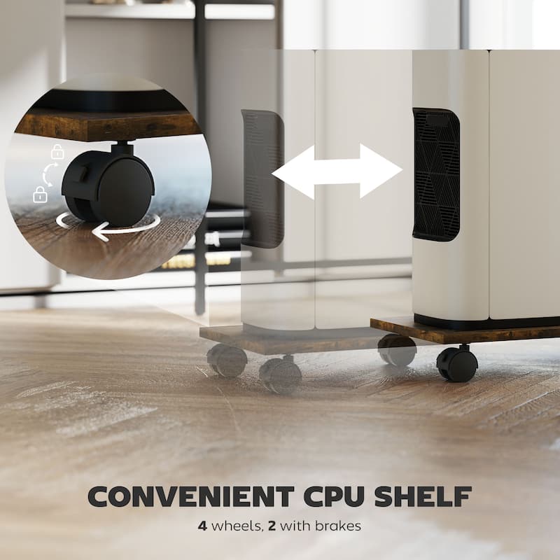 HOMCOM Gaming Desk, 62" L Shaped Desk with Power Outlets & LED Lights, 86" 2 Person Computer Table with Shelf
