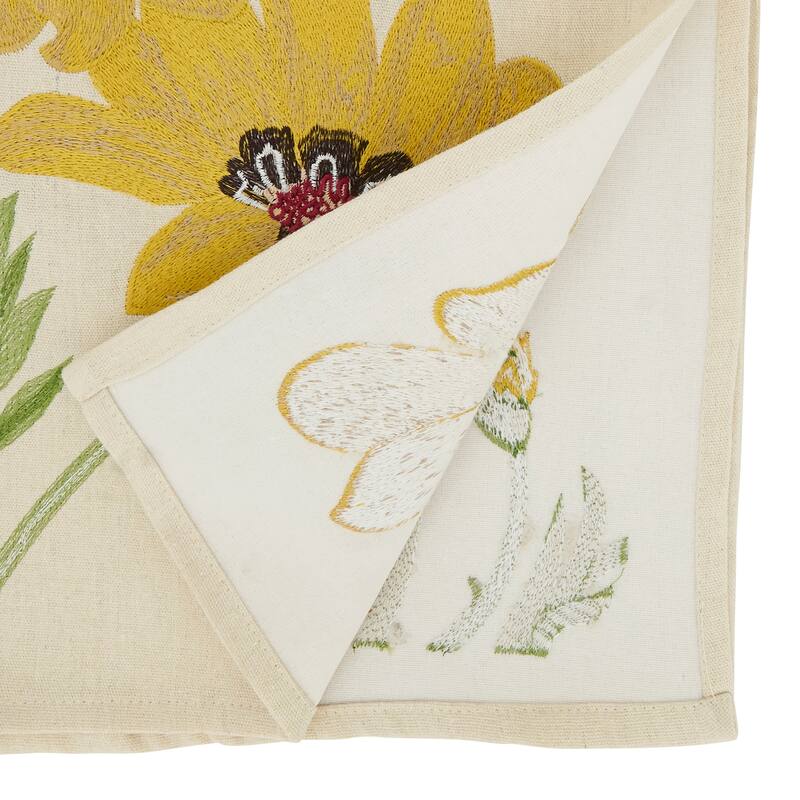 Elegant Bloom Embroidered Flowers Table Runner