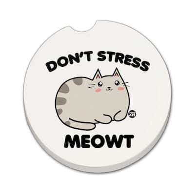 Meowt 2 Pack Absorbent Stone Coaster for Vehicle Cup Holder 2.6” Diameter Manufactured in The USA