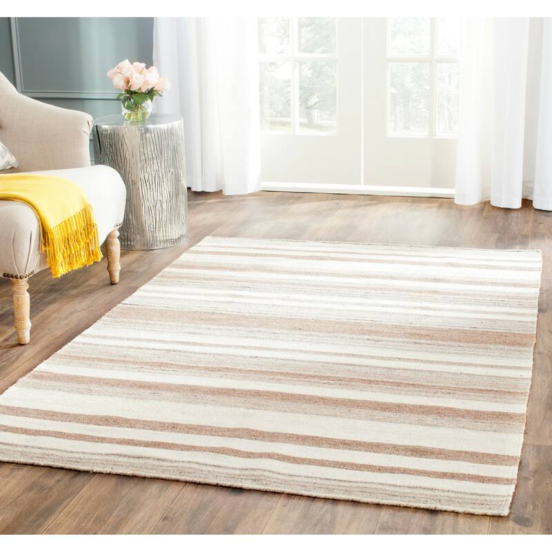 SAFAVIEH Handmade Flatweave Dhurries Parand Modern Moroccan Wool Rug - 3' x 5' - Natural/Camel