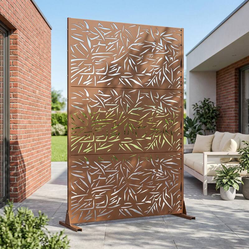 Outdoor Privacy Screen Free Standing Bamboo Leaves