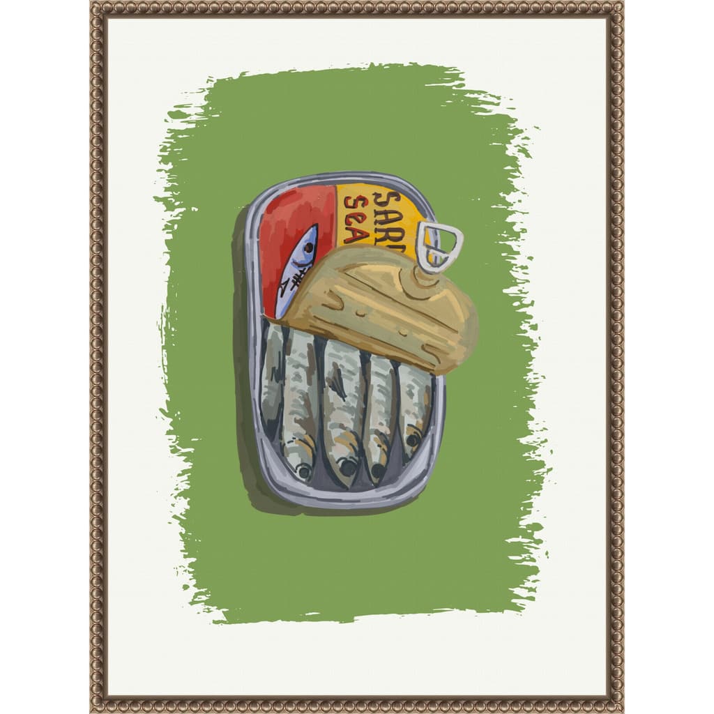 Sardine Can on Green Paint by Jolly and Dash (18 x 24 in.), Framed Canvas Wall Art Print
