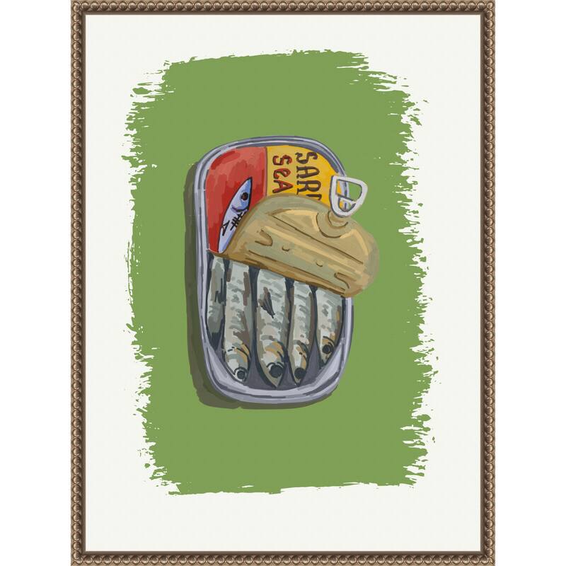 Sardine Can on Green Paint by Jolly and Dash (18 x 24 in.), Framed Canvas Wall Art Print