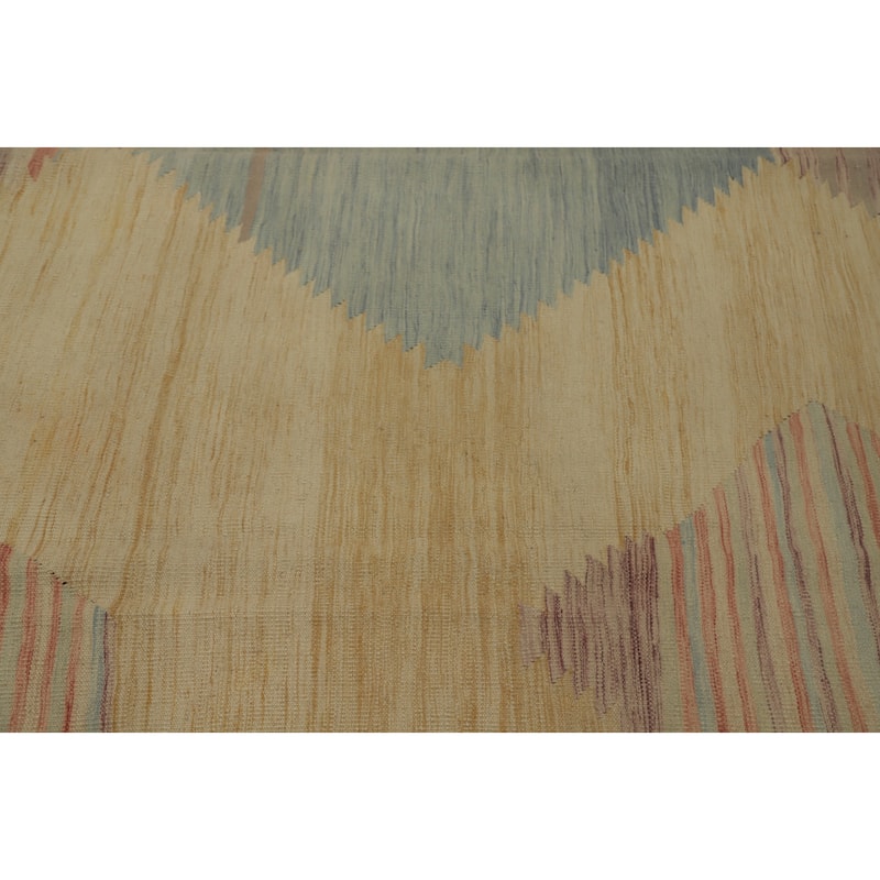 Hand Woven Oriental 100% Wool Carpet Southwestern Tribal Yellow & Gold Kilim Area Rug - 12' 2'' X 9' 5''