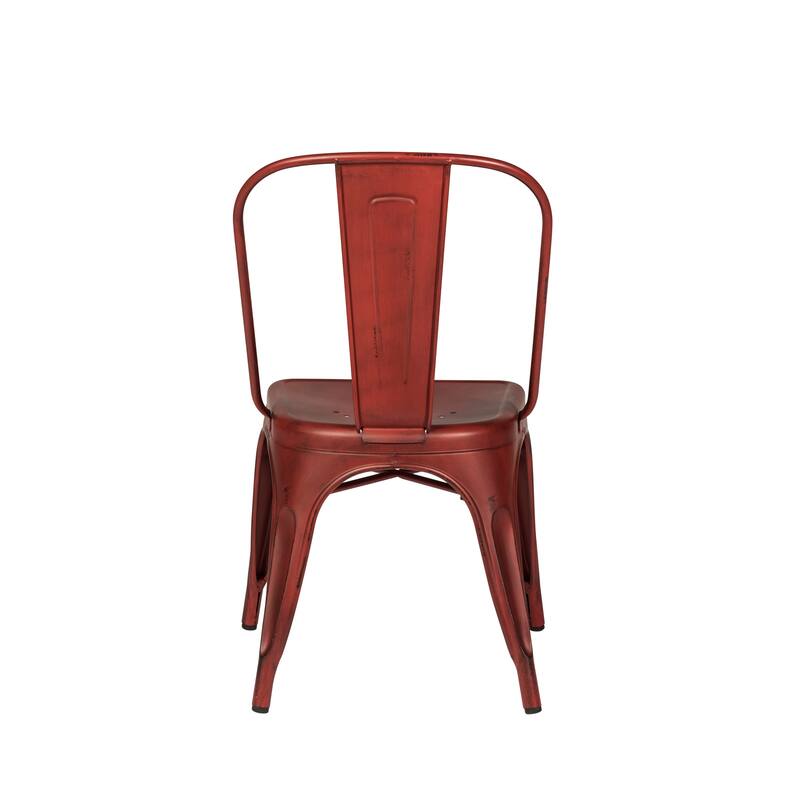 Vintage Series Distressed Metal Bow Back Side Chair - Antique White (Set of 4)