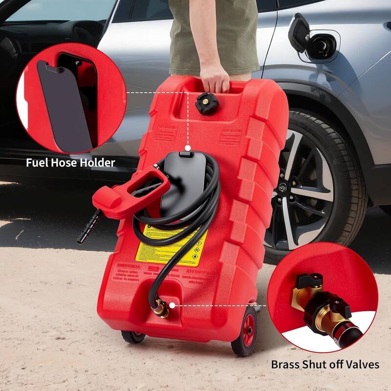 Portable 16 Gallon Gas Can & Fuel Caddy Gas Tank on Wheels
