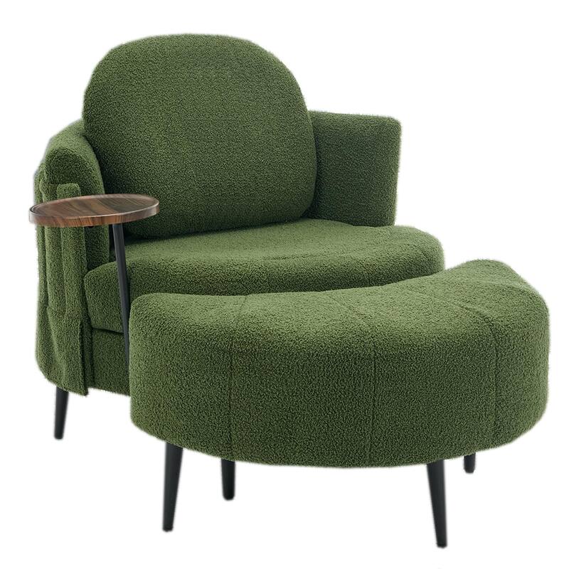 Lamb Velvet Sofa Chair with Footstool