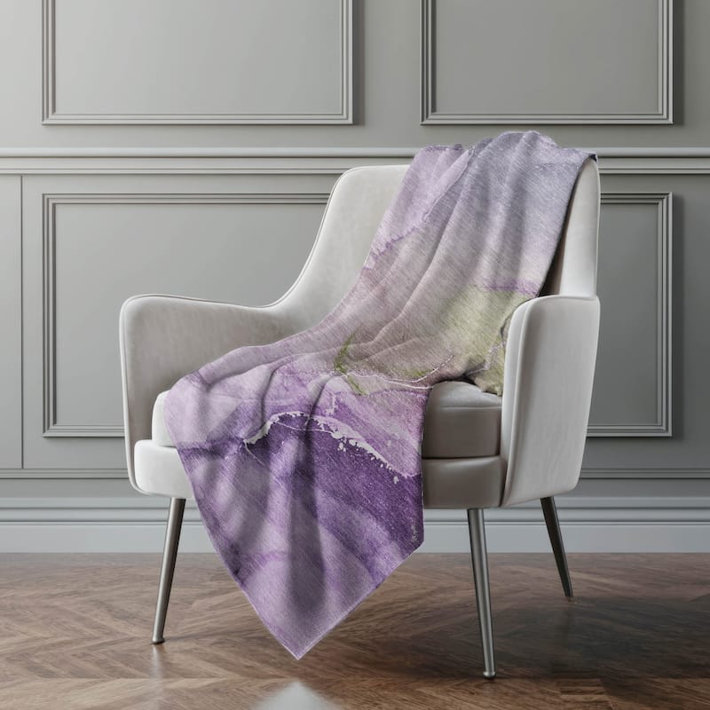 Premium Machine Washable Abstract Contemporary Sherpa Throw Blanket - Purple - 4'2" x 5'10"
