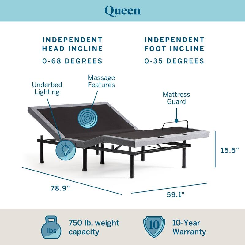 Lucid Premium Adjustable Bed Base - Queen