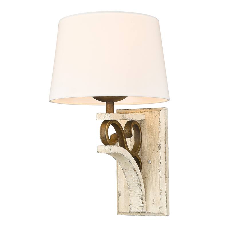 Solay 1 Light Wall Sconce - Ivory Linen/Burnished Chestnut