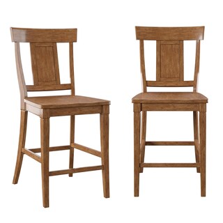 Ronda Panel Back Wood Counter Height Chairs (Set of 2)