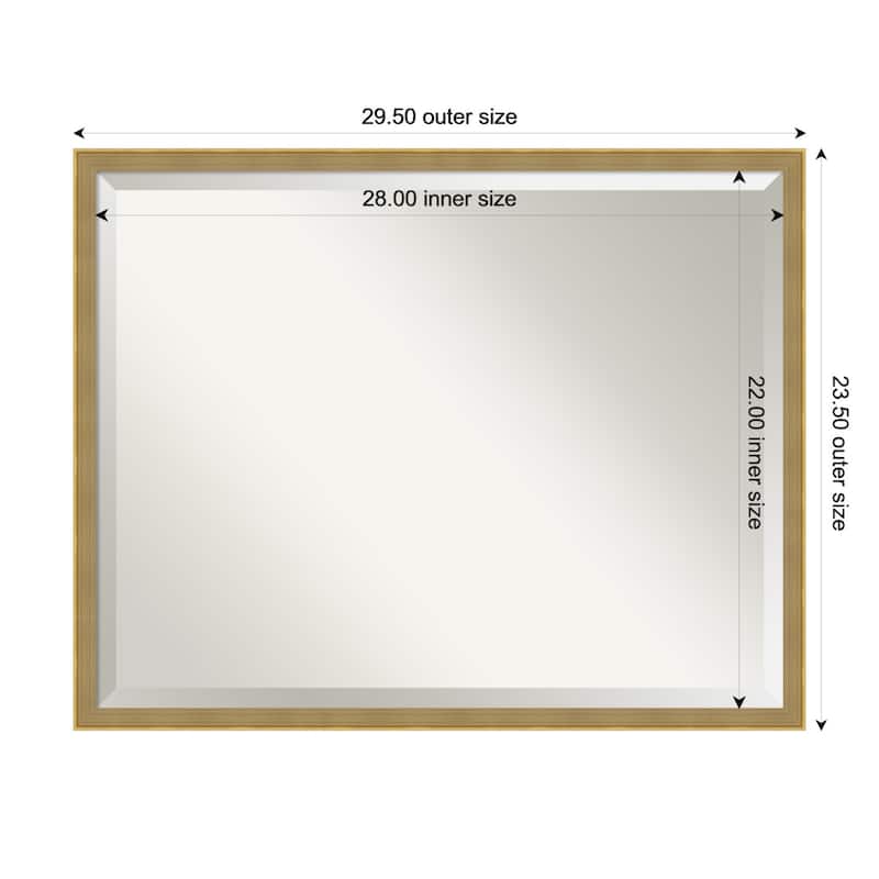 Incline Beveled Wood Framed Wall Mirror - 30 x 24 in - Incline Dark Gold