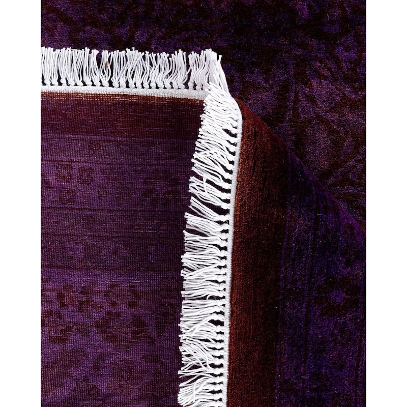 Fine Vibrance One-of-a-Kind Hand-Knotted Area Rug - Purple, 8' 1" x 8' 1" - 8' 1" x 8' 1"