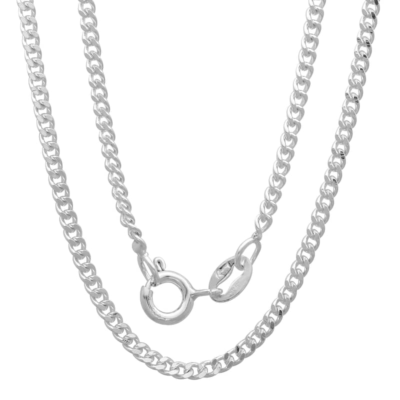 Roberto Martinez Sterling Silver 2 mm Micro Miami Cuban Chain (18"-24") - 18 Inch