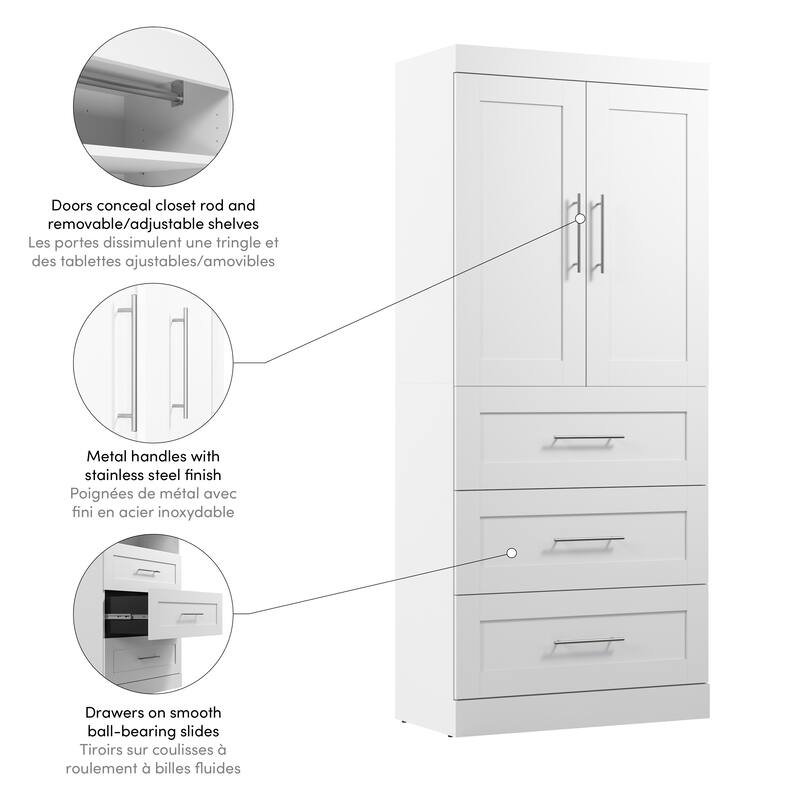 Pur 36W Wardrobe with Drawers by Bestar
