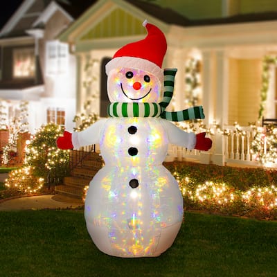 Glitzhome 8FT Lighted Inflatable Icy Snowman Decor
