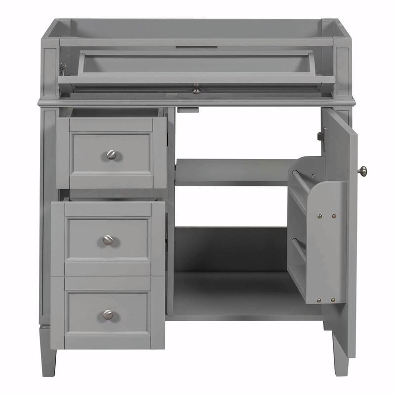 30'' Modern Bathroom Vanity with Top Sink, 2 Drawers and Tip-out Drawer