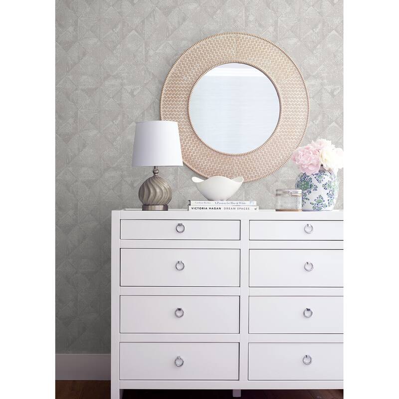 A-Street Prints Demir Grey Distressed Geometric Wallpaper